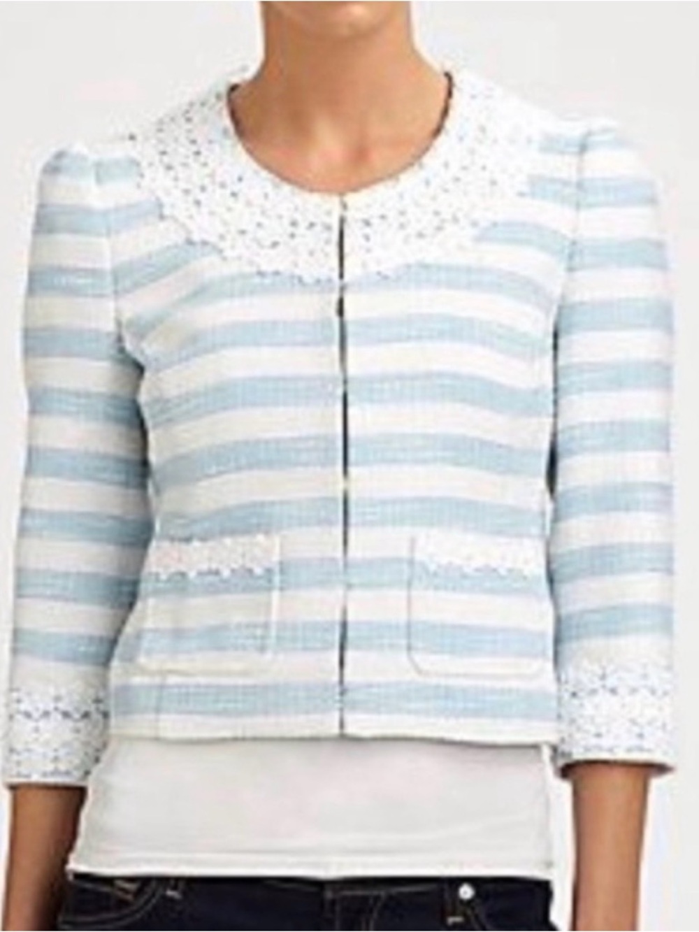 Lilly Pulitzer Nelle Blue & White Striped Cropped Blazer, Size 4